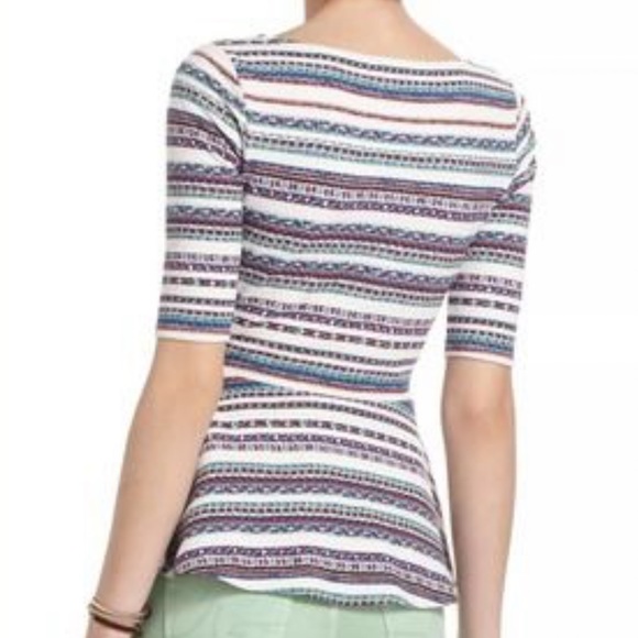 📦5/$50 Anthropologie Deletta Hestia Peplum Chevron Stripe Top Y2K Size XS - Picture 2 of 7